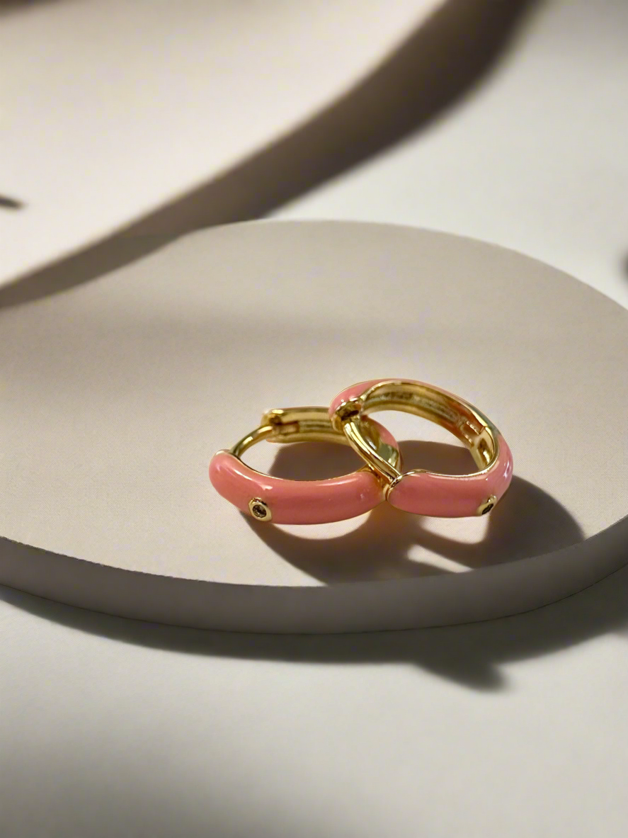 Pink Enamel Huggies